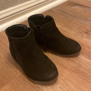 Girls Black Suede Ankle Booties